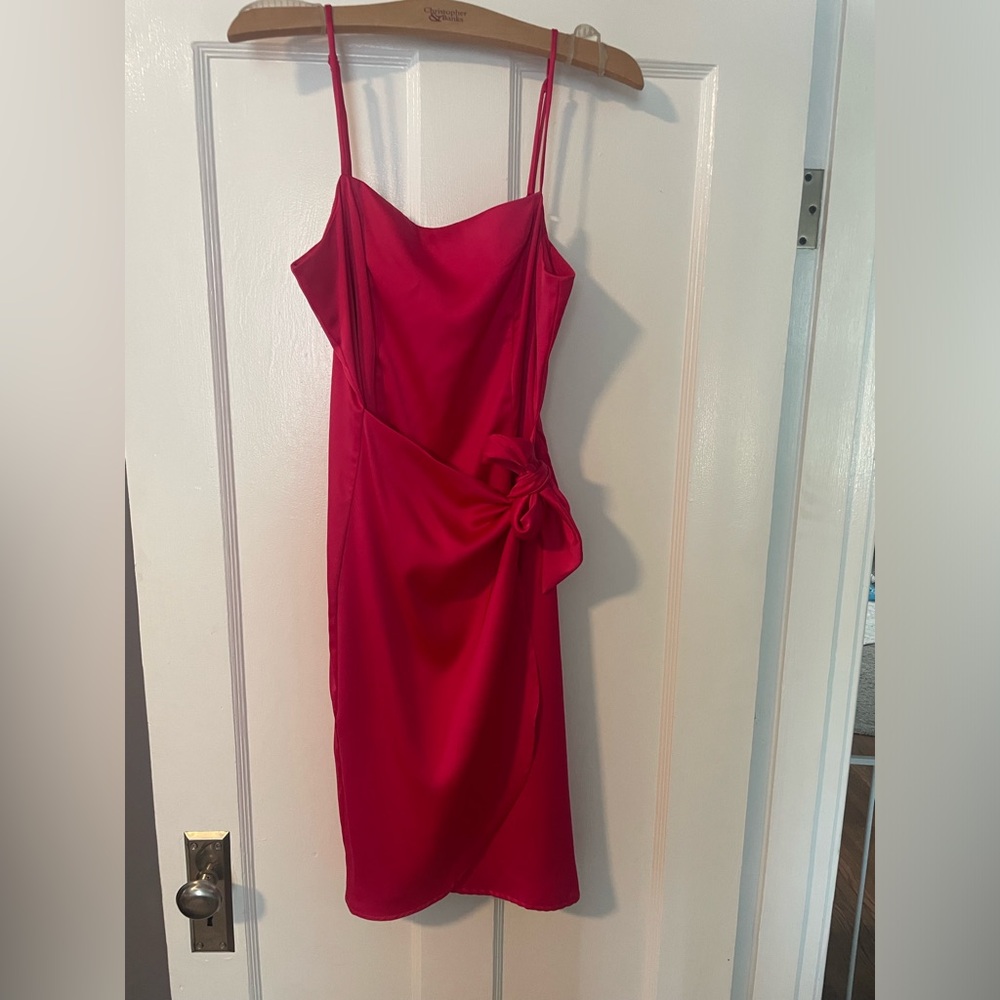 Fuchsia pink tie front dress